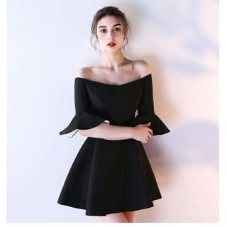 Đầm Xòe Bẹt Vai Tay Loe