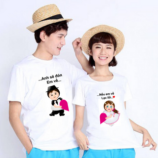 Áo thun cặp in hình dễ thương - giá sỉ​ giá tốt