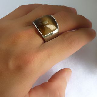 Nhẫn inox mặt đá mắt mèo