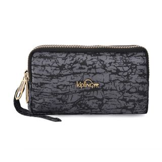 Ví cầm tay Kipling họa tiết lạ mắt - màu đen