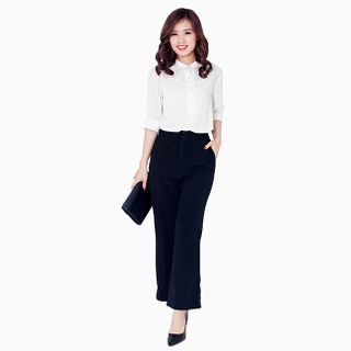 Quần tây ống suông cạp cao