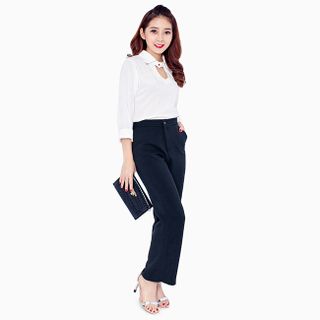 Quần tây ống suông cạp cao