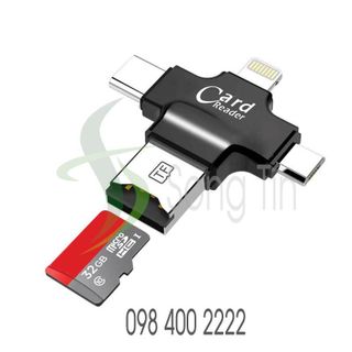 Đầu đọc thẻ Micro SD - 4 trong 1 type-c - lightning - micro - usb/usb 20 - cho Android Ipad Iphone 7Plus 6s 5s OTG