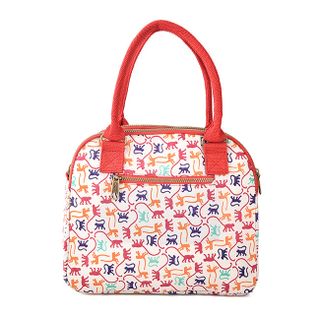 Túi xách kipling quai tròn họa tiết khỉ màu đỏ