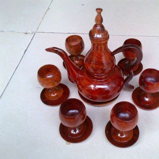 Bình gỗ trắc dây nguyên bộ