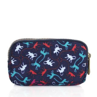 Ví cầm tay Kipling 3 ngăn họa tiết khỉ - màu xanh đen