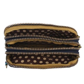 Ví cầm tay Kipling 3 ngăn họa tiết khỉ - màu xanh đen