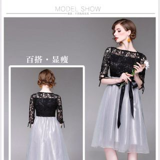 Đầm Xòe Ren Tay Lơ
