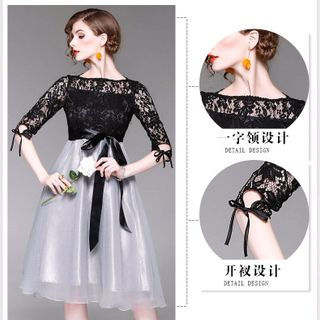 Đầm Xòe Ren Tay Lơ