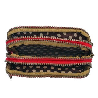 Ví cầm tay Kipling 3 ngăn họa tiết khỉ - màu trắng kem