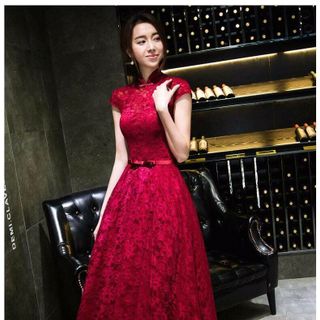 Đầm Xòe Ren Cổ Tàu