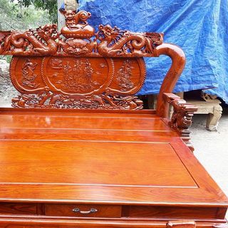 Bộ Bàn Ghế Nghê ĐỈnh tay 12 Gỗ Hương Vân