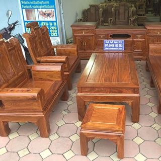 Bộ Bàn Ghế Hộp Âu Á Cuốn Thư Gỗ Hương Vân