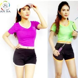 Quần áo thể thao nữ ngắn áo croptop