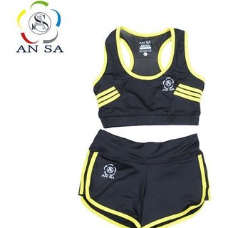 Quần áo thể thao nữ ngắn croptop phối viền
