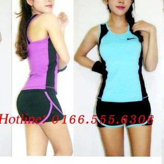 Bộ thể thao nữ ngắn phối viền eo