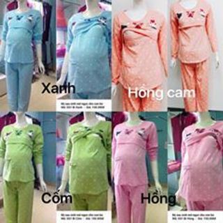 bộ mặc sau sinh dài tay cotton thỏ