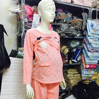 bộ mặc sau sinh dài tay cotton thỏ