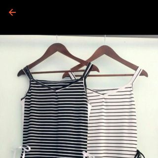 Váy kẻ hai dây xoè phối voan chất Tici