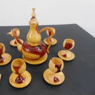 Bộ bình trà gỗ trắc dây