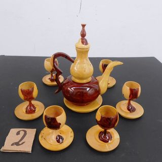 Bộ bình trà gỗ trắc dây