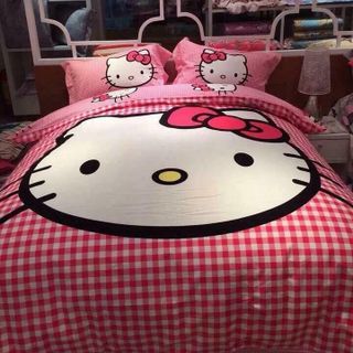 Set chăn ga gối kitty poly cotton