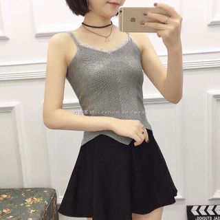 ÁO 2 DÂY LEN CỔ V