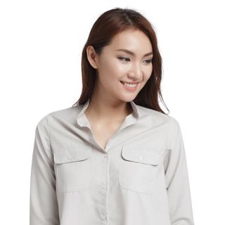 Áo sơ mi form rộng 2 túi - Kem