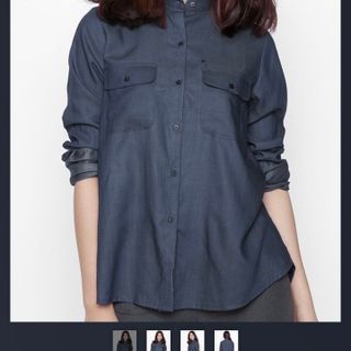Áo sơ mi form rộng 2 túi cổ trụ