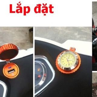 Đồng hồ kiêm sạc gắn xe máy