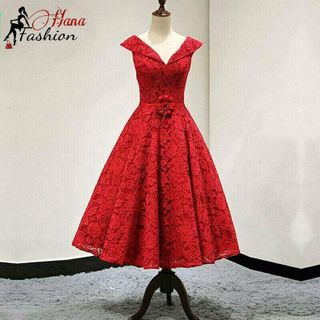 Đầm Xòe Ren Bẹt Vai