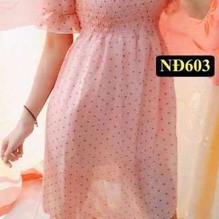 Đầm voan nữ chấm bi dễ thương