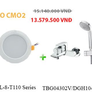 Combo bàn cầu chậu rửa sen vòi và đèn Led CMO2 giá sỉ