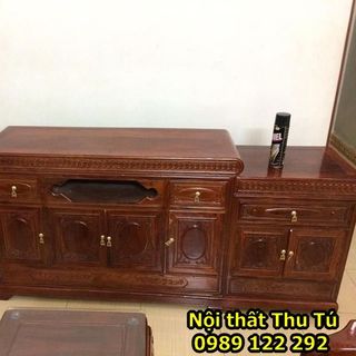 KỆ TIVI LỒI GIỮA GỖ HƯƠNG VÂN 2M2 2M4