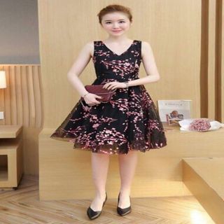 ĐẦM XÒE LƯỚI IN HOA ĐÀO