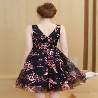 ĐẦM XÒE LƯỚI IN HOA ĐÀO