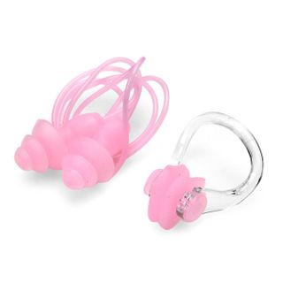 Combo mũ bơi và bộ chụp tai màu hồng