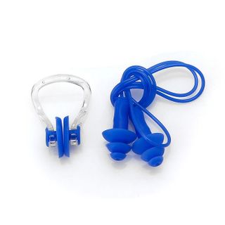 Combo mũ bơi và bộ chụp tai màu xanh nhạt