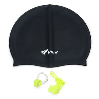 Combo mũ bơi và bộ chụp tai màu đen