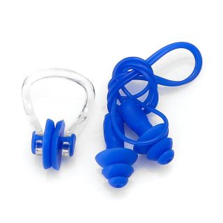 Combo mũ bơi và bộ chụp tai màu xanh đậm
