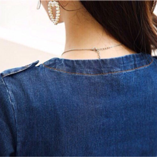 ĐẦM JEAN CỔ TRÒN XẺ V