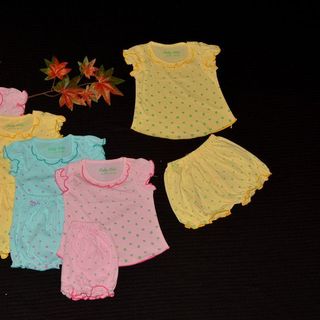 set 5 bộ quần áo tay phồng bé gái màu rơi