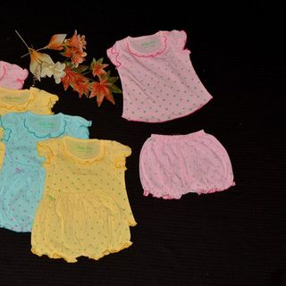 set 5 bộ quần áo tay phồng bé gái màu rơi