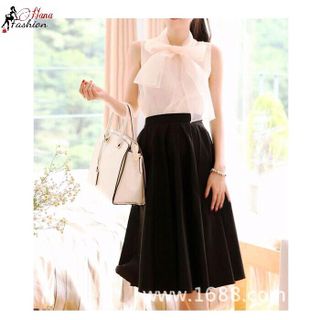Set Áo Nơ Chân Váy Xòe Xếp Li