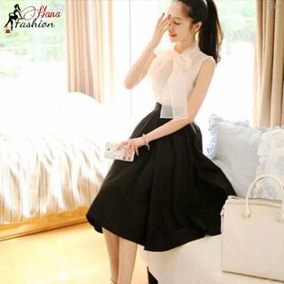 Set Áo Nơ Chân Váy Xòe Xếp Li