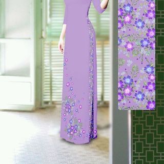 vải áo dài lụa nhật in hình 3d
