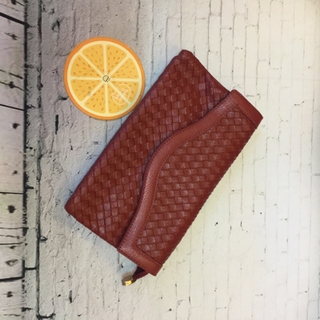 Ví cầm tay Clutch da đan cực sang