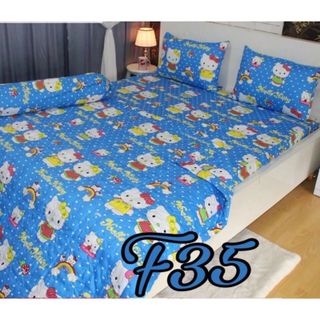 Bộ ga gối Cotton thắng Lợi Họa tiết mèo Kitty