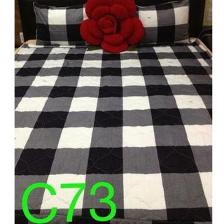 Bộ Drap Cotton Thắng Lợi - Họa tiết caro trắng đen C73