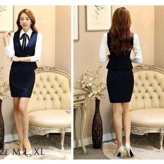 Set Công Sở Áo Gile Chân Váy Bút Chì